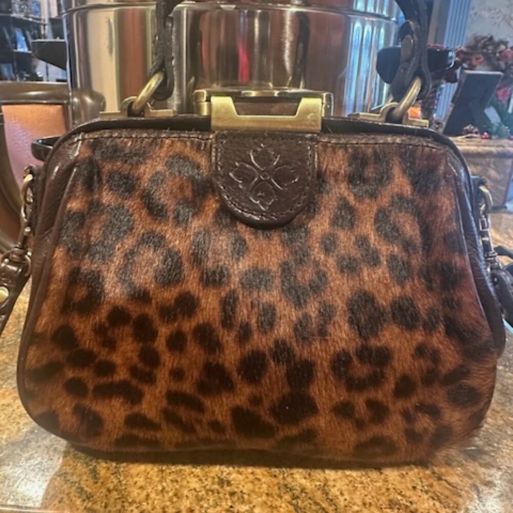 Patricia Nash Very Good Condition Leopard Cow Hair Leather Antica Bag
